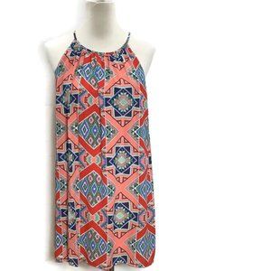 BLUE RAIN Women's Size S Dress Spaghetti Strap Geometric Print Multi Col…